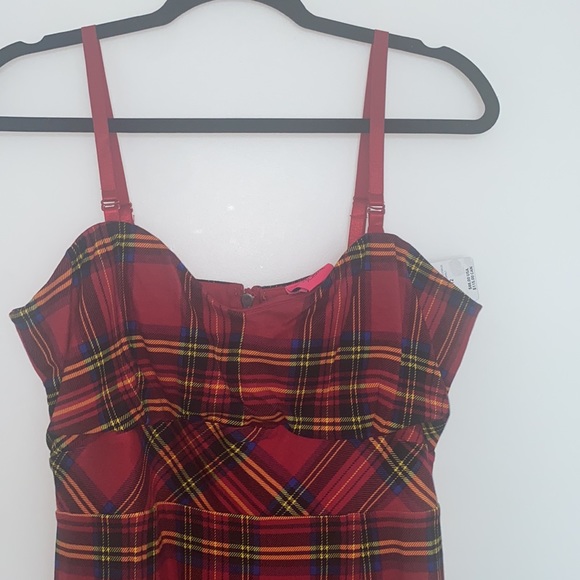 Betsey Johnson Torrid Collaboration Red Tartan Ponte Plaid Dress - Picture 7 of 10